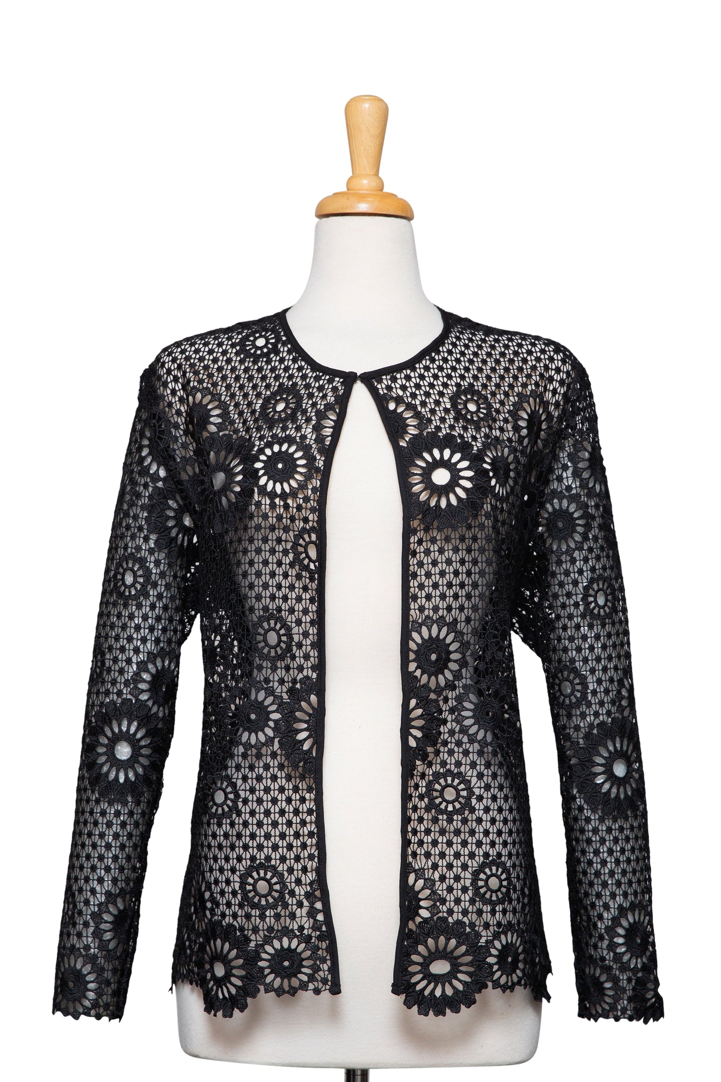 Plus Size Black Floral Display Lace Jacket