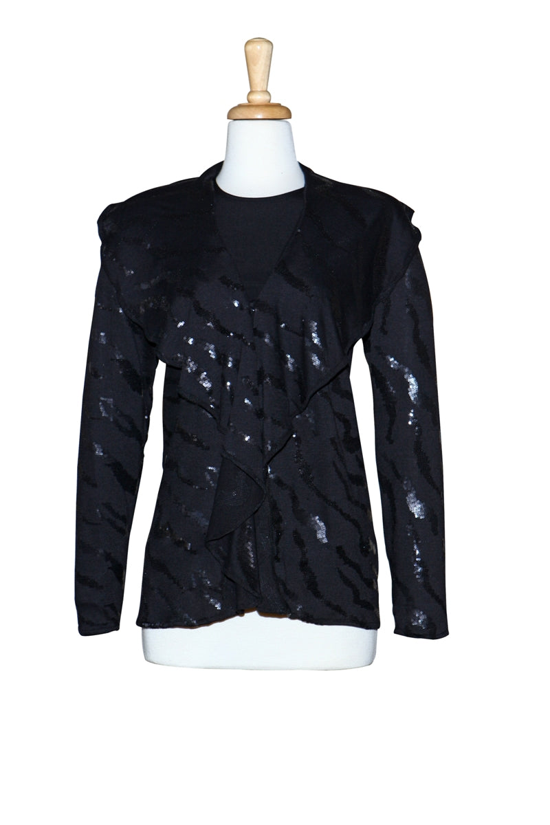 Plus Size Two Piece Black on Black Sequins Knit Set