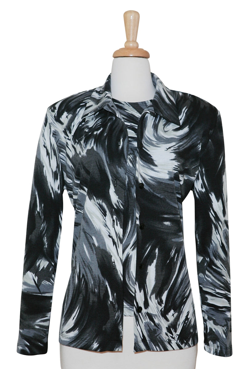 Two Piece Grey & Black Paintbrush Knit Set