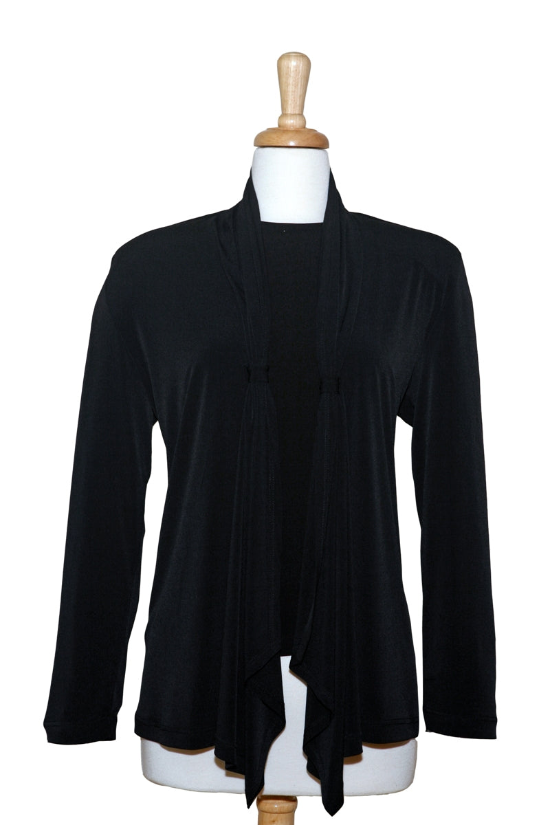 Plus Size Two Piece Black Microfiber Shawl Collar Set