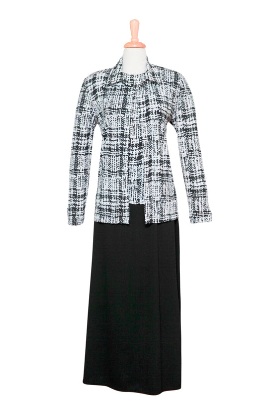 Plus Size Three Piece Black & White Checked Set