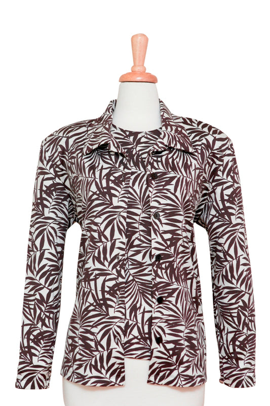 Two Piece Ivory & Brown Leaves Twin Set