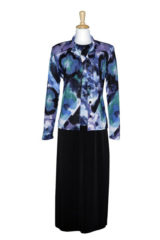 Three Piece Mute Blue, Purple, and Black Slinky Set