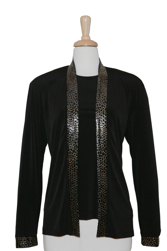 Two Piece Black & Gold Animal Trim Microfiber Set