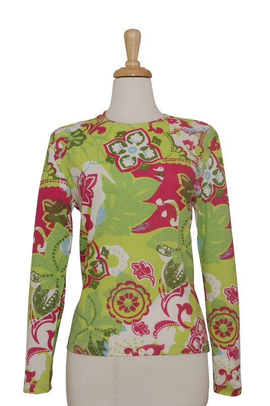 Plus Size Lime & Fuschia Art Deco Cotton Top